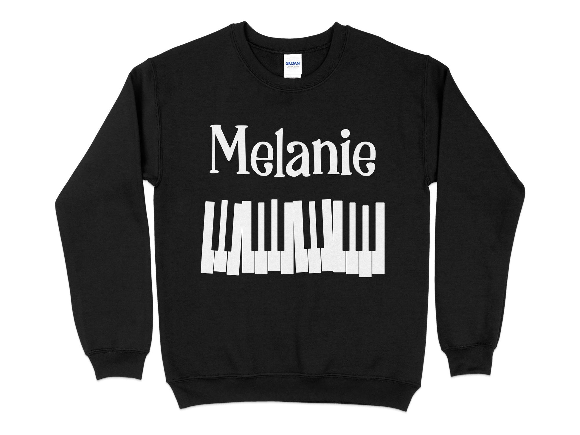 Custom Name Music Sweatshirt, Personalized Piano T-Shirt, Piano Lesson Music Gifts, Music Birthday, Gift Music Teacher - Mardonyx Sweatshirt Sweatshirt / S / Black