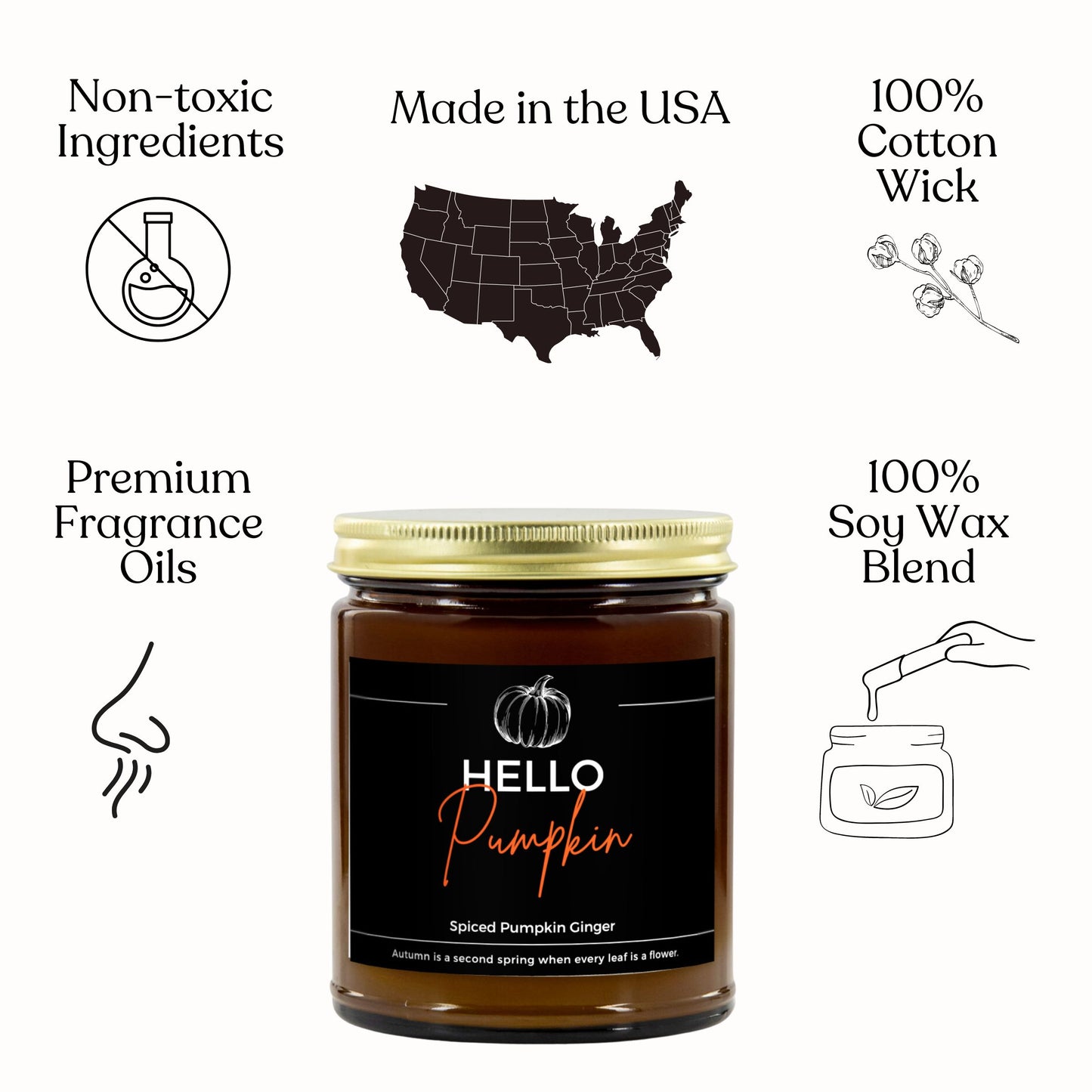 Pumpkin Candle, Hello Pumpkin Soy Candle Jar