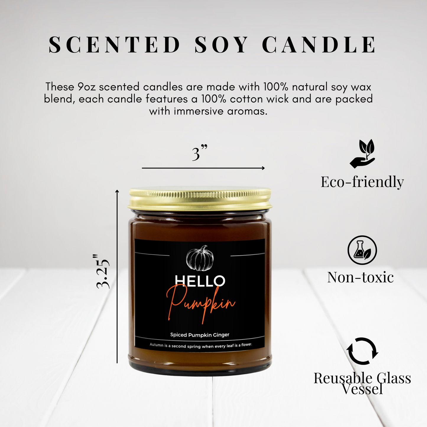 Pumpkin Candle, Hello Pumpkin Soy Candle Jar