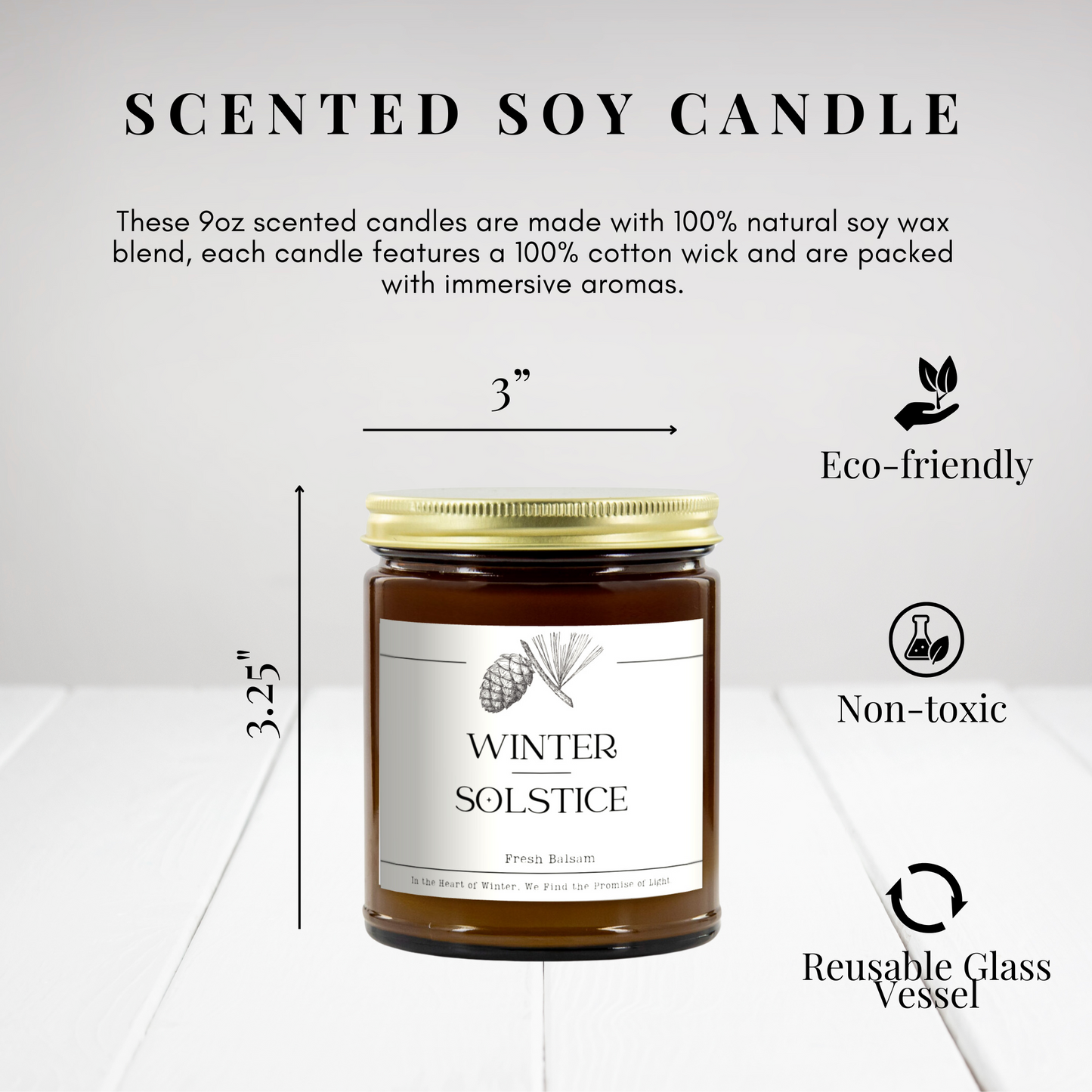 Winter Solstice Soy Jar Candle - Fresh Balsam Scent