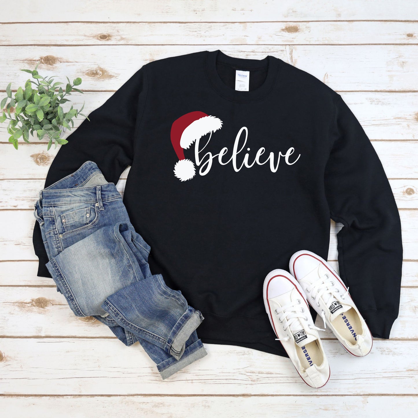 Believe Christmas Santa Hat Sweatshirt