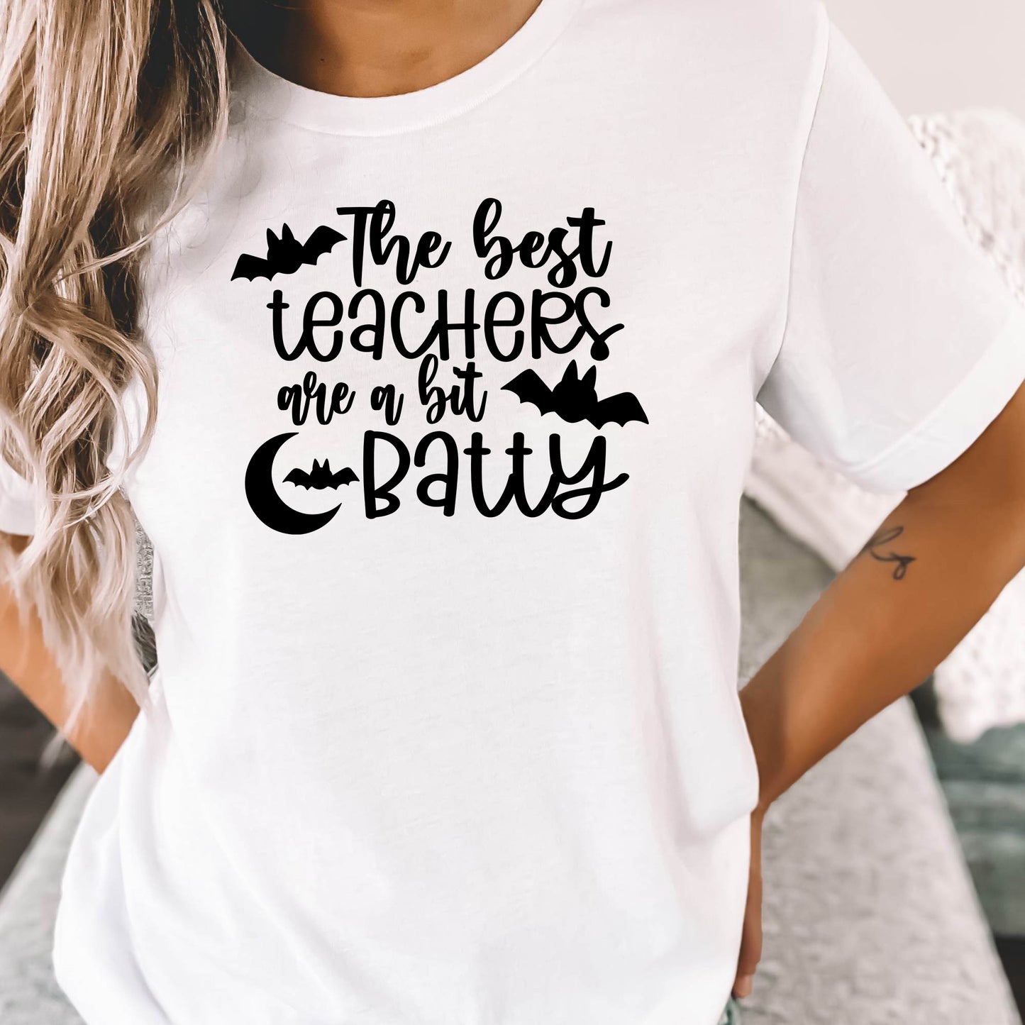 Women's Teacher Halloween Shirt The Best Teachers are a Bit Batty Halloween