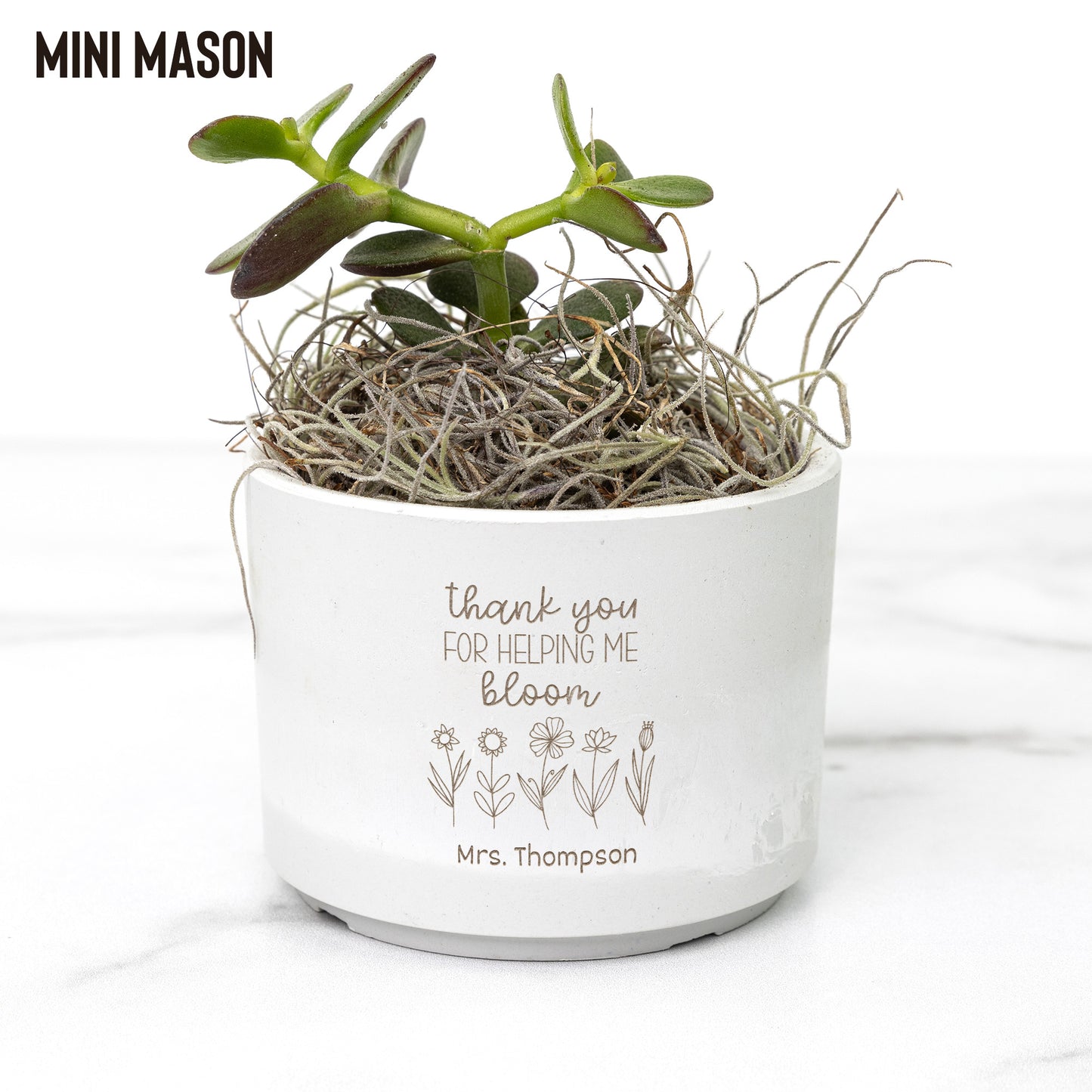 Personalized Thank You For Helping Me Bloom - Personalized Teacher Flower Pot with Plant - Teacher Appreciation Gift
