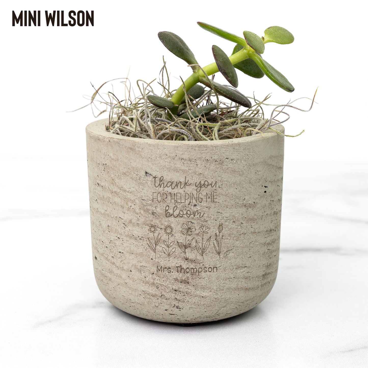 Personalized Thank You For Helping Me Bloom - Personalized Teacher Flower Pot with Plant - Teacher Appreciation Gift