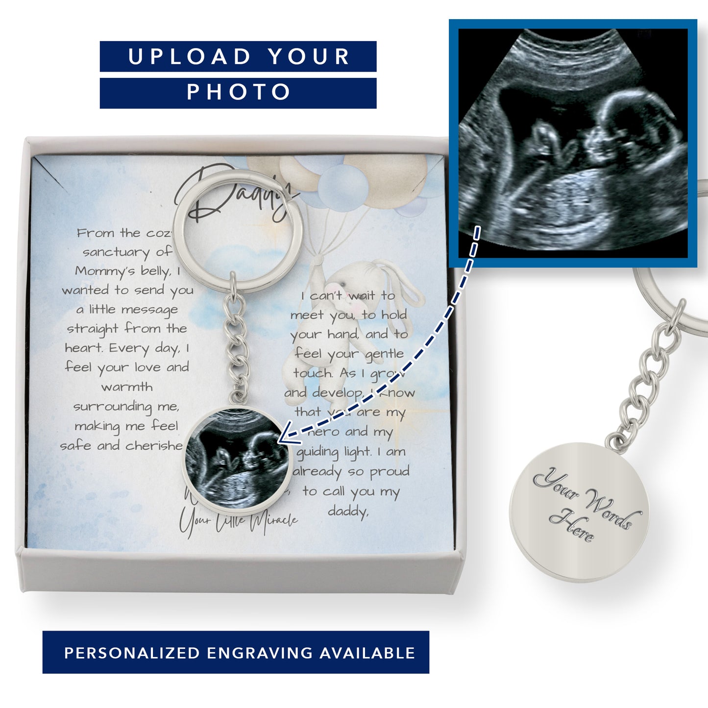 Sentimental Sonogram Photo Keychain: A Precious Gift from Your Little Miracle to Daddy