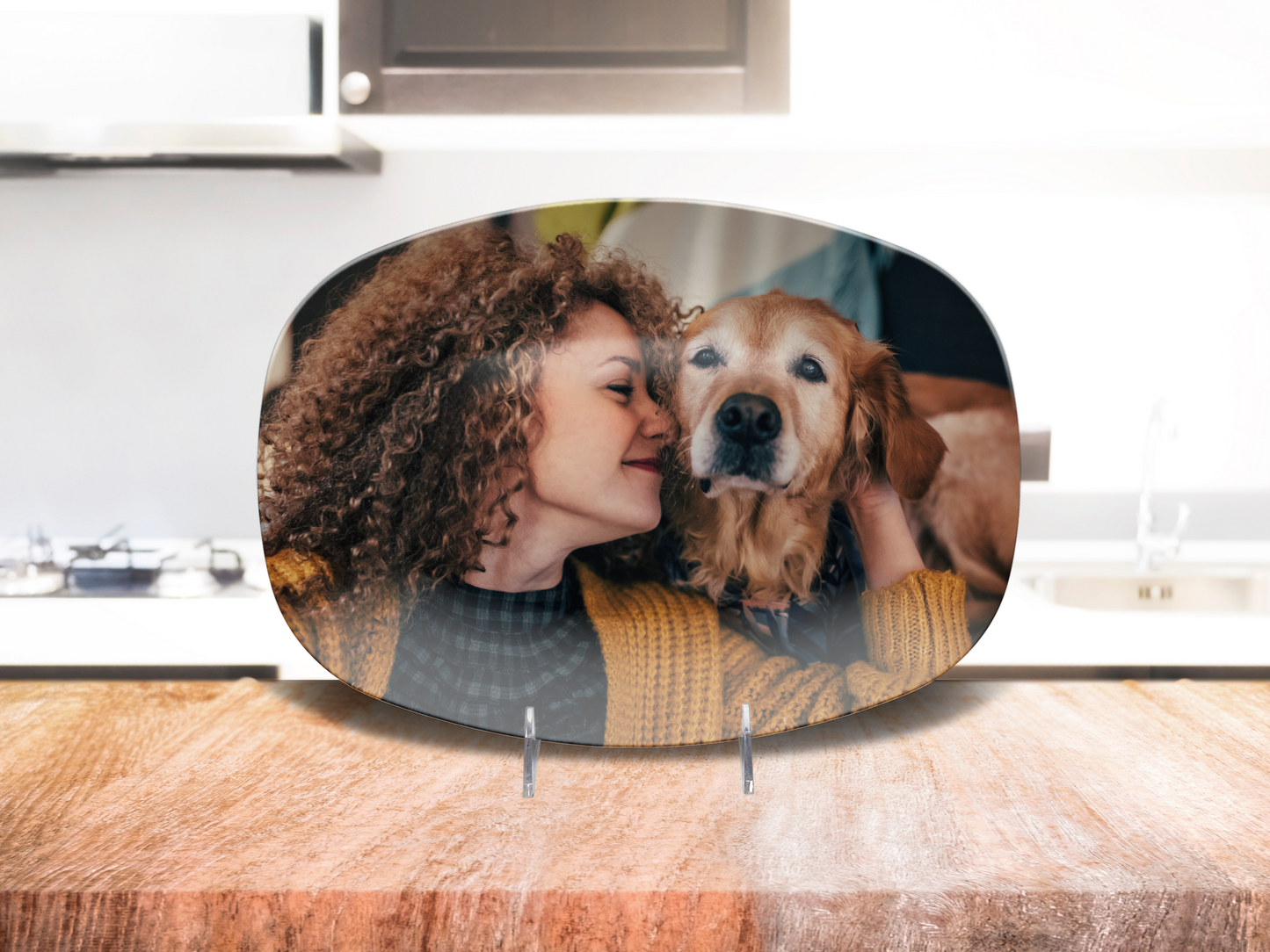 Custom Dog Mom Platter with Photo – Personalized Pet Gift | Unbreakable 10x14 Oval Plate | Dishwasher Safe, BPA-Free, Made in USA