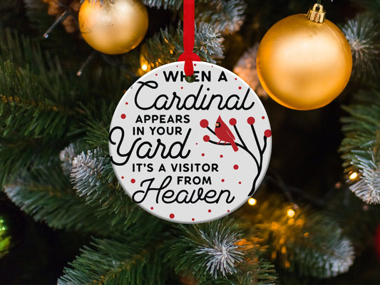 Cardinal Christmas Ornament, Cardinal Memorial Ornament, Cardinal Memory Ornament, When A Cardinal Appears in Your Yard - Mardonyx Ornament