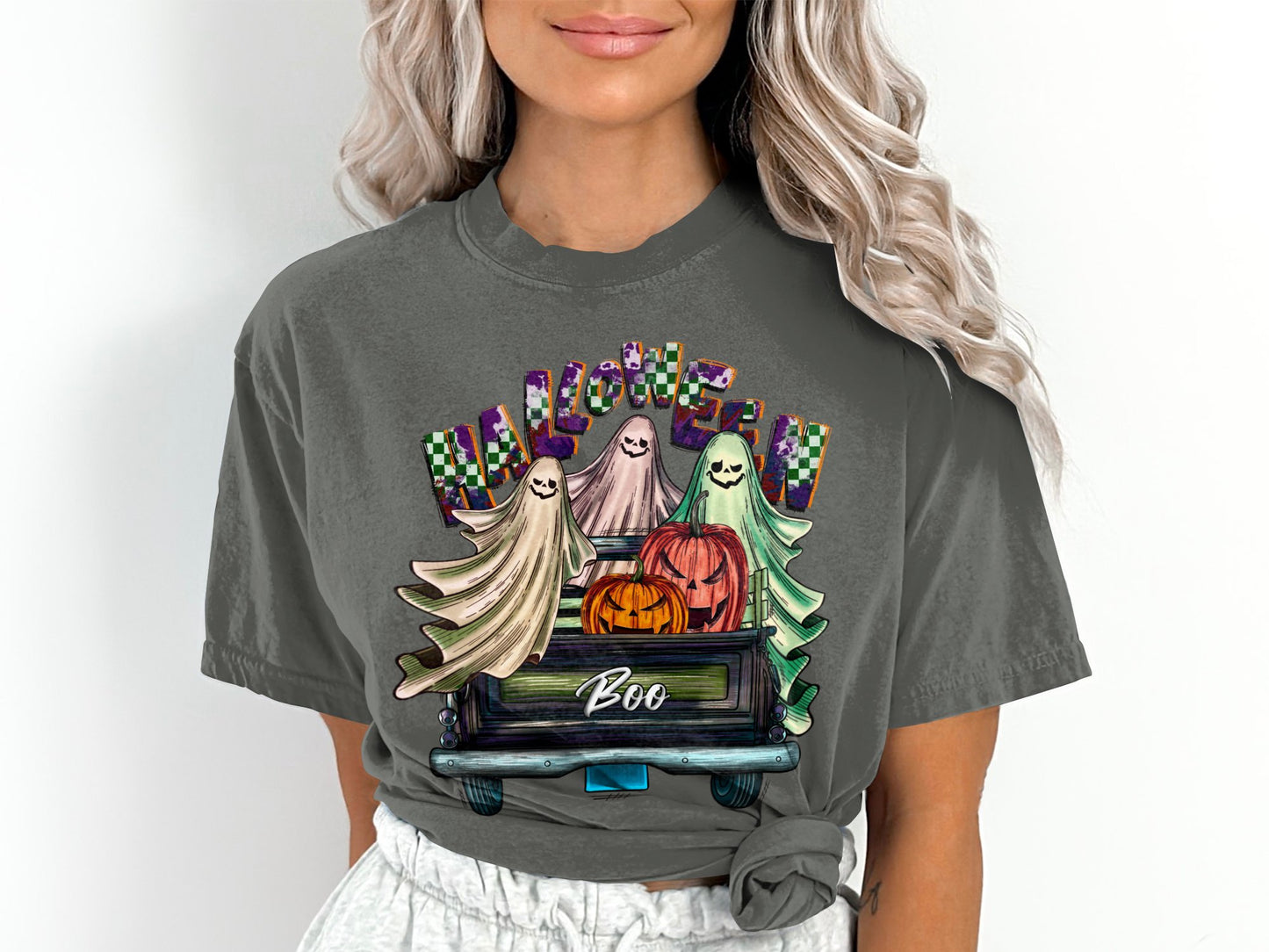 Women's Halloween Boo Farm Fresh Truck T-Shirt