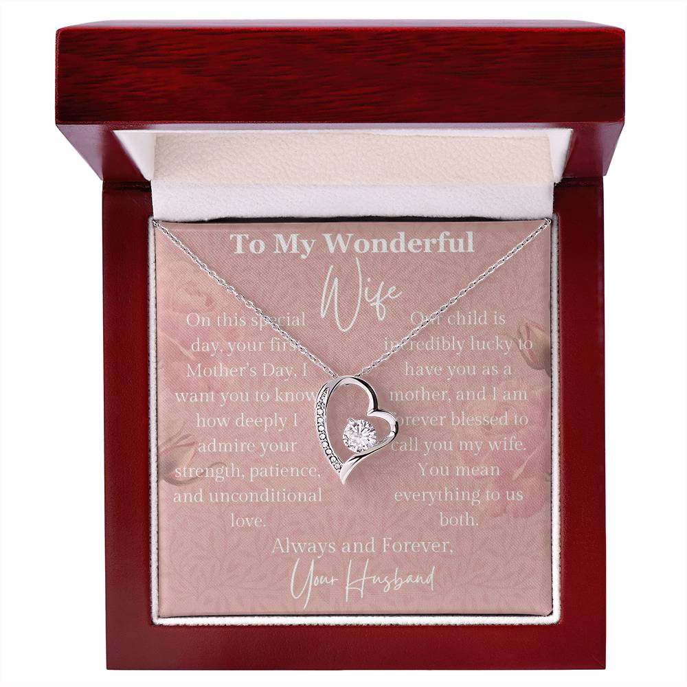 First Mother's Day Gift from Husband, Pendant Necklace Message Card