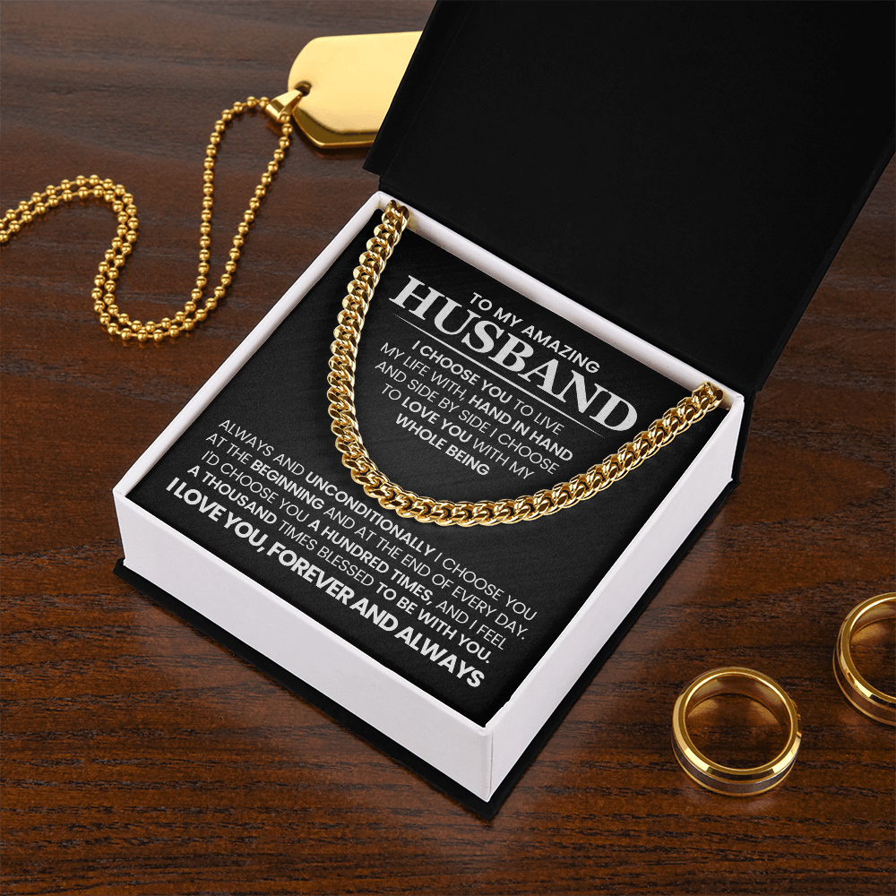 To My Husband Cuban Neck Chain Anniversary Birthday Gift