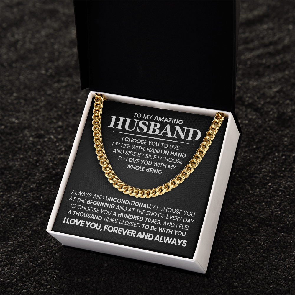 To My Husband Cuban Neck Chain Anniversary Birthday Gift