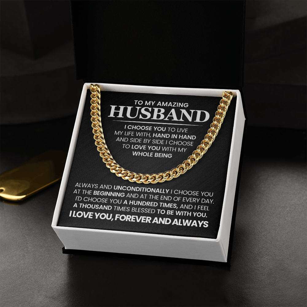 To My Husband Cuban Neck Chain Anniversary Birthday Gift