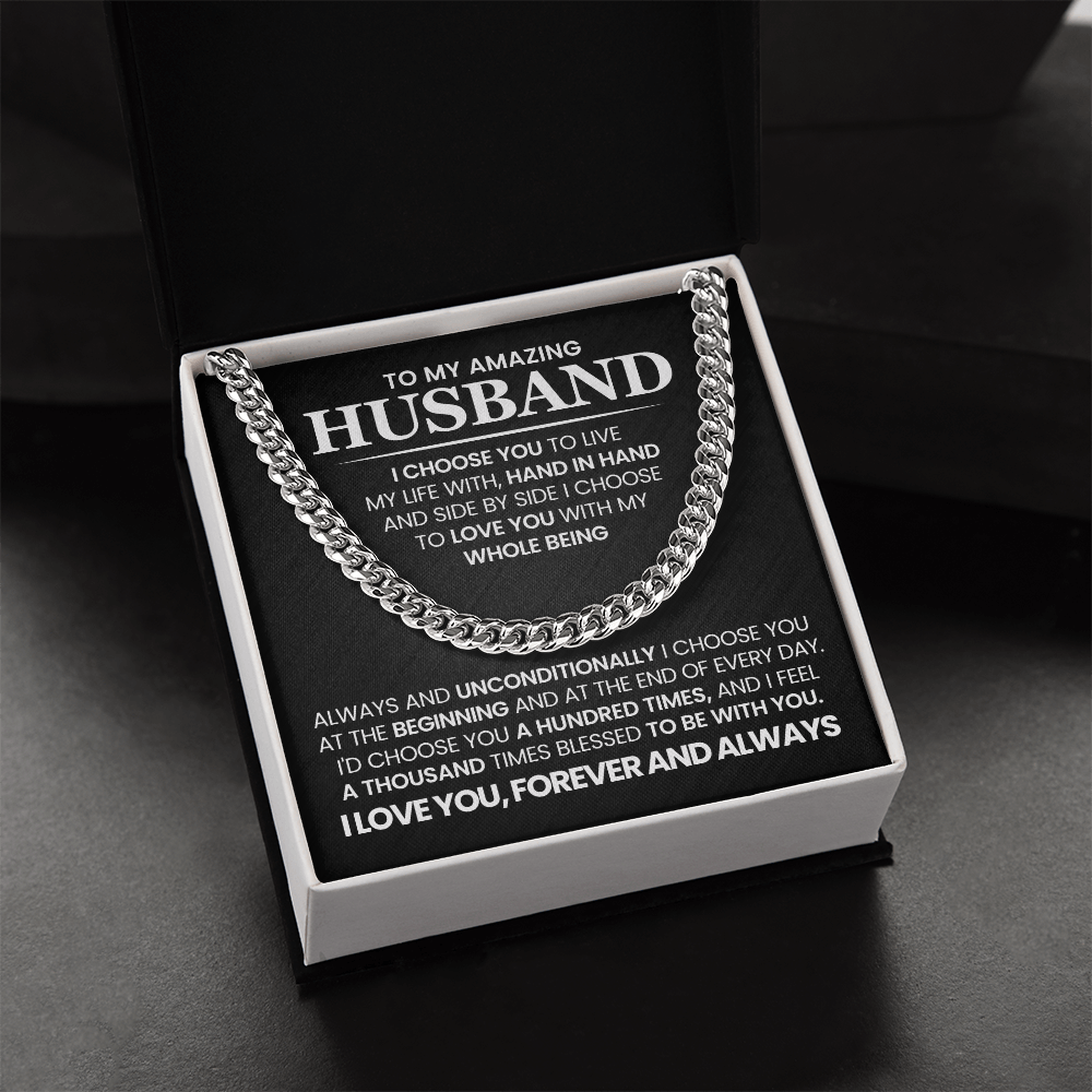 To My Husband Cuban Neck Chain Anniversary Birthday Gift