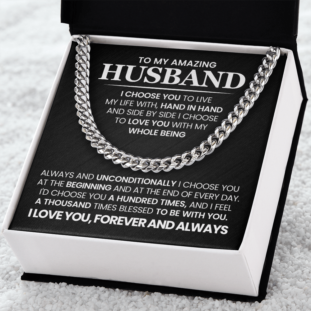 To My Husband Cuban Neck Chain Anniversary Birthday Gift