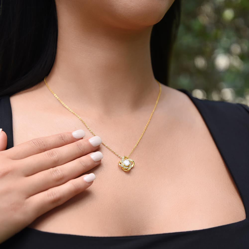To My Daughter From Mom Pendant Necklace Love Knot Message Card Necklace