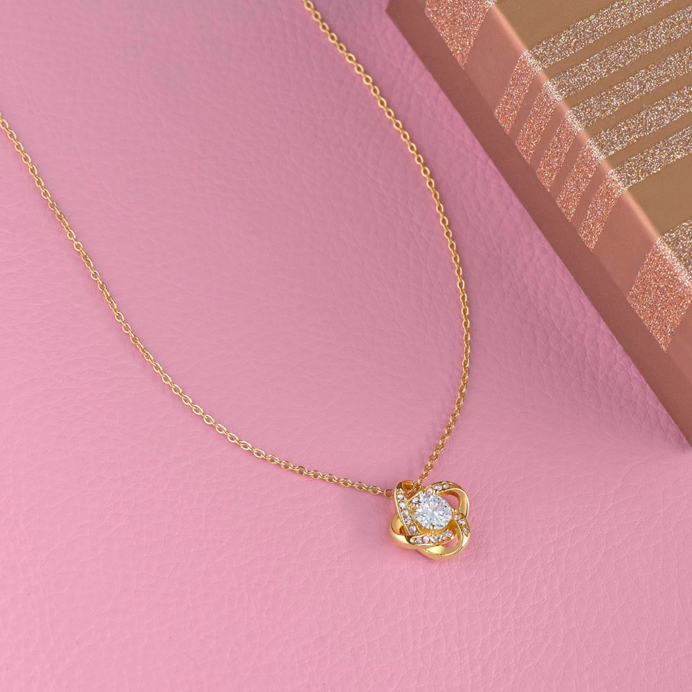 To My Daughter From Mom Pendant Necklace Love Knot Message Card Necklace