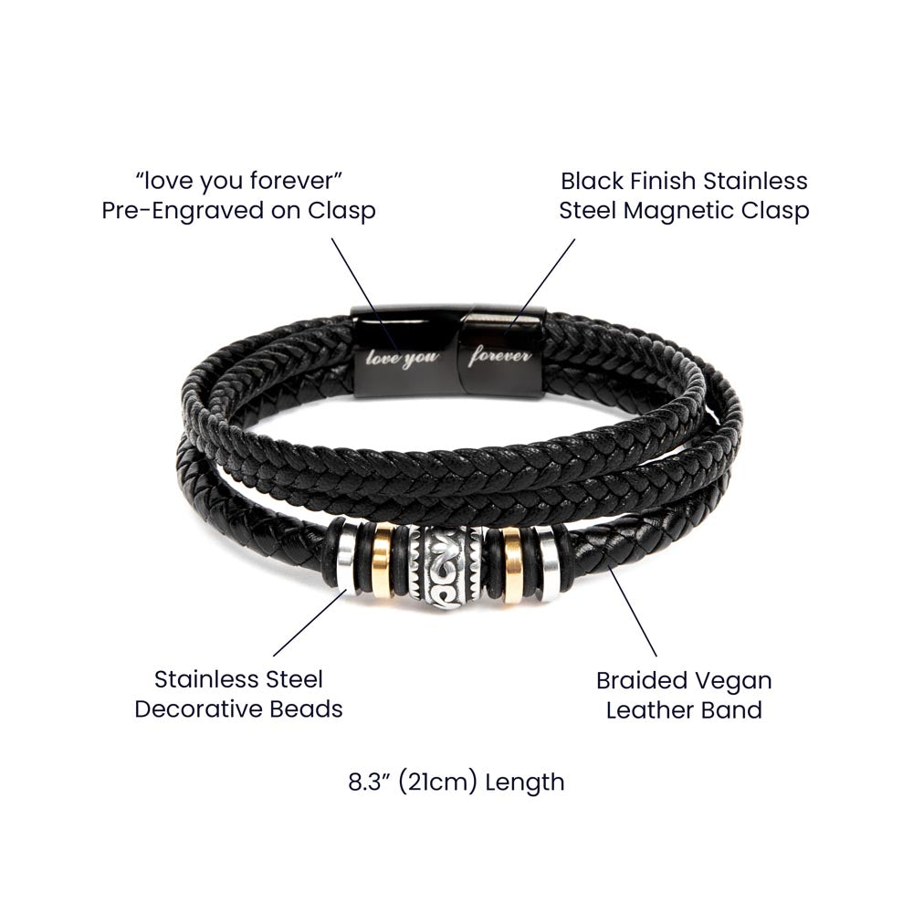 Gift for Dad - Men's Vegan Leather Bracelet