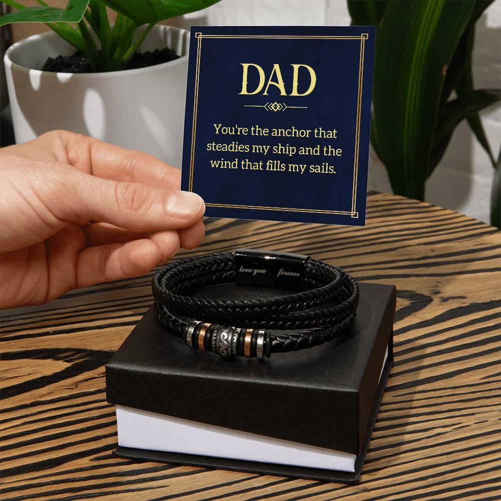 Gift for Dad - Men's Vegan Leather Bracelet
