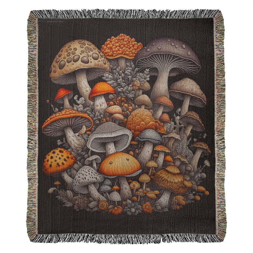 Mushroom Woven Blanket, Mushroom Lover Git
