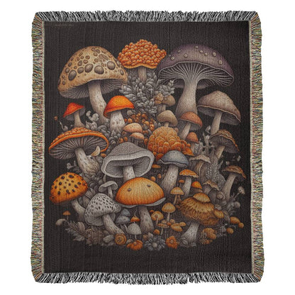 Mushroom Woven Blanket, Mushroom Lover Git
