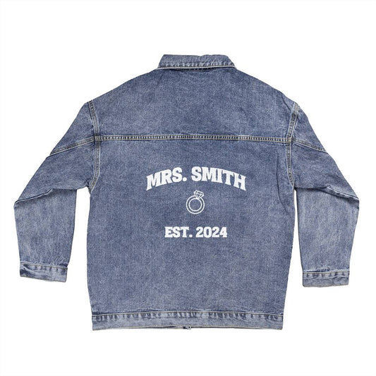 Personalized Mrs New Bride Denim Jacket, Gift for Bride, Bachelorette Party
