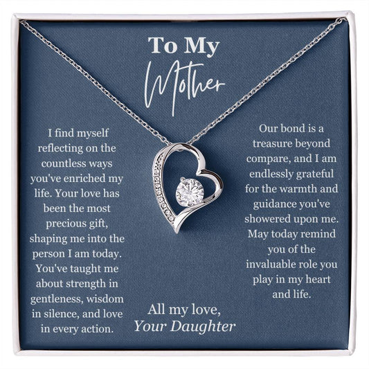 To My Mother From Daughter Heart Pendant Necklace