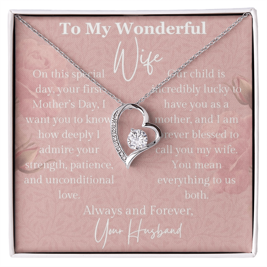 First Mother's Day Gift from Husband, Pendant Necklace Message Card