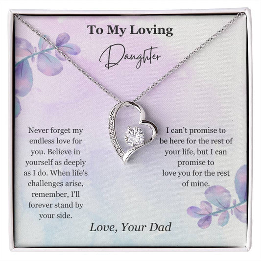Daughter - Never Forget Love Necklace - Gift for Daughter from Dad - Mardonyx Jewelry 14k White Gold Finish / Standard Box