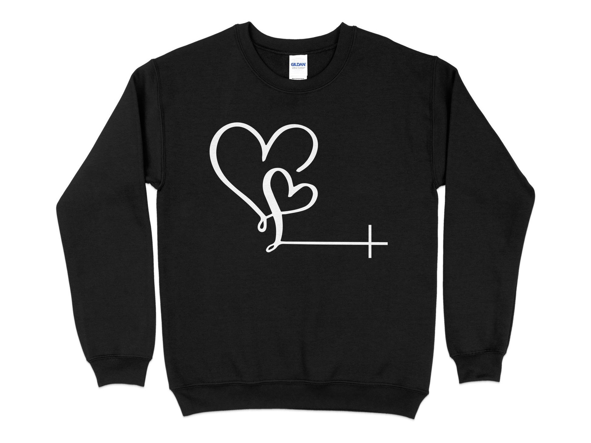 Unisex Love Heart Christian Sweatshirt, Casual Pullover,Gift for Him and Her, Cozy Apparel, Christian Faith Shirt - Mardonyx Sweatshirt S / Black