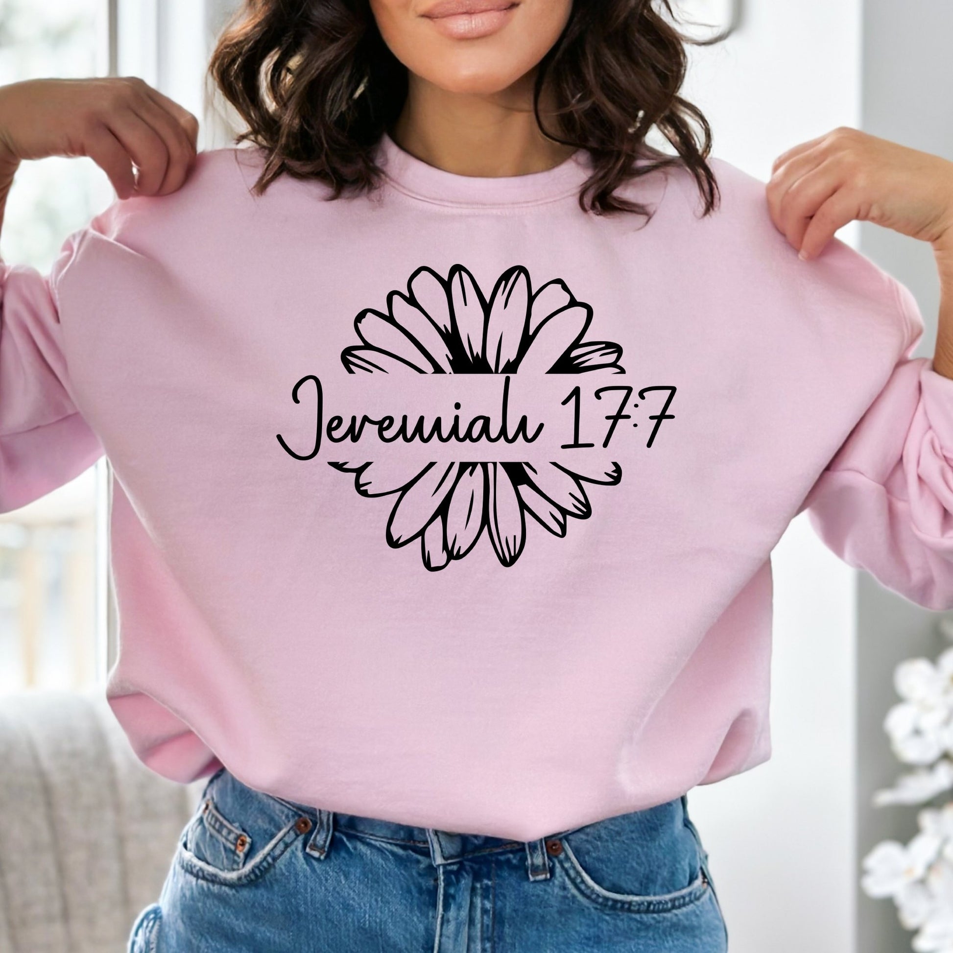 Unisex Jeremiah 17:7 Floral Sweatshirt, Christian Scripture Sweater, Bible Verse Pullover, Casual Spiritual Clothing, Faith-Based Top - Mardonyx Sweatshirt