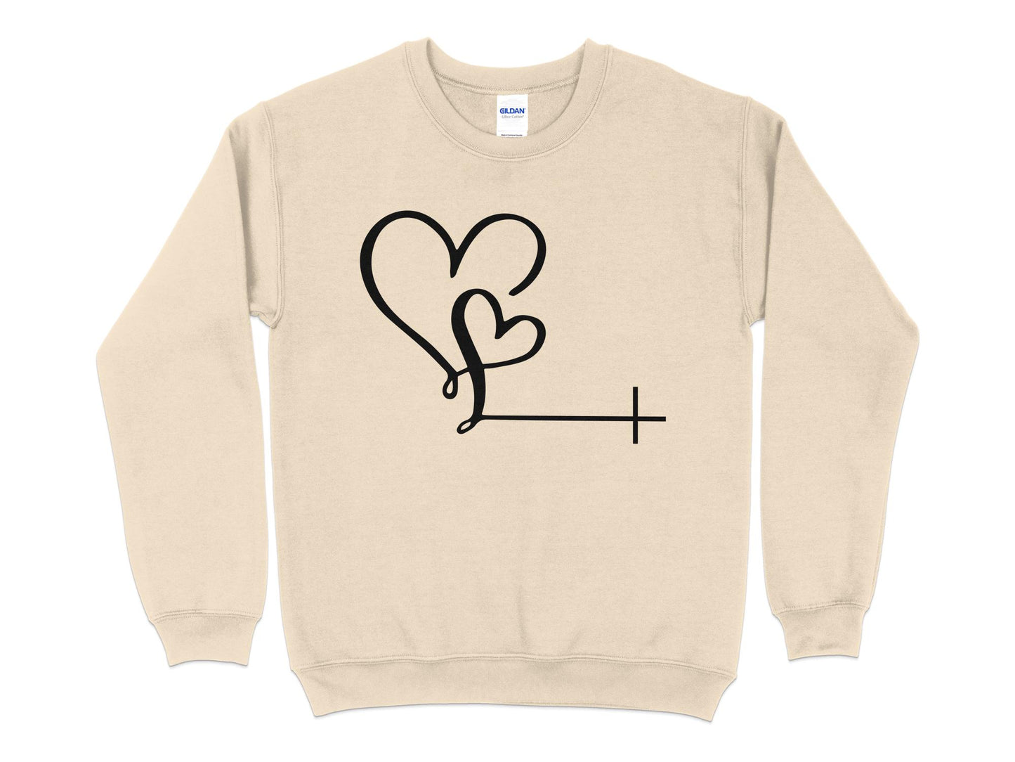 Unisex Love Heart Christian Sweatshirt, Casual Pullover,Gift for Him and Her, Cozy Apparel, Christian Faith Shirt - Mardonyx Sweatshirt S / Sand