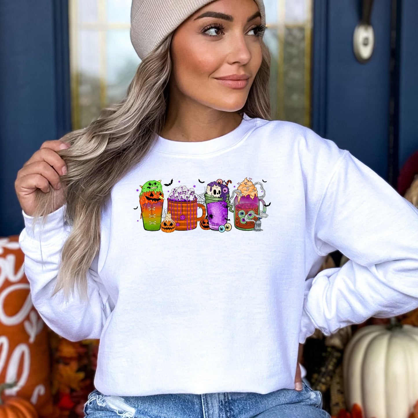 Halloween Coffee Spooky Sweatshirt, Halloween Crew Neck - Mardonyx Sweatshirt