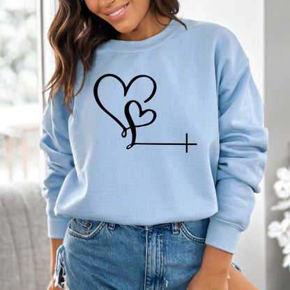 Unisex Love Heart Christian Sweatshirt, Casual Pullover,Gift for Him and Her, Cozy Apparel, Christian Faith Shirt - Mardonyx Sweatshirt