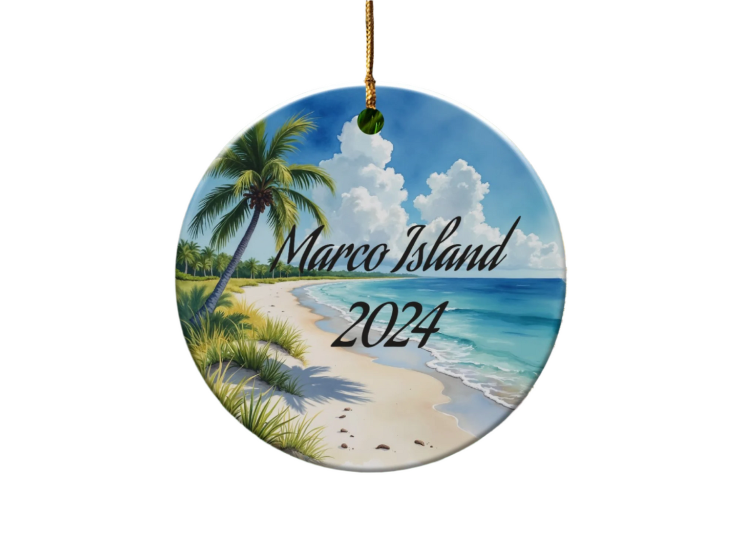 Marco Island 2024 Beach Scene Ornament