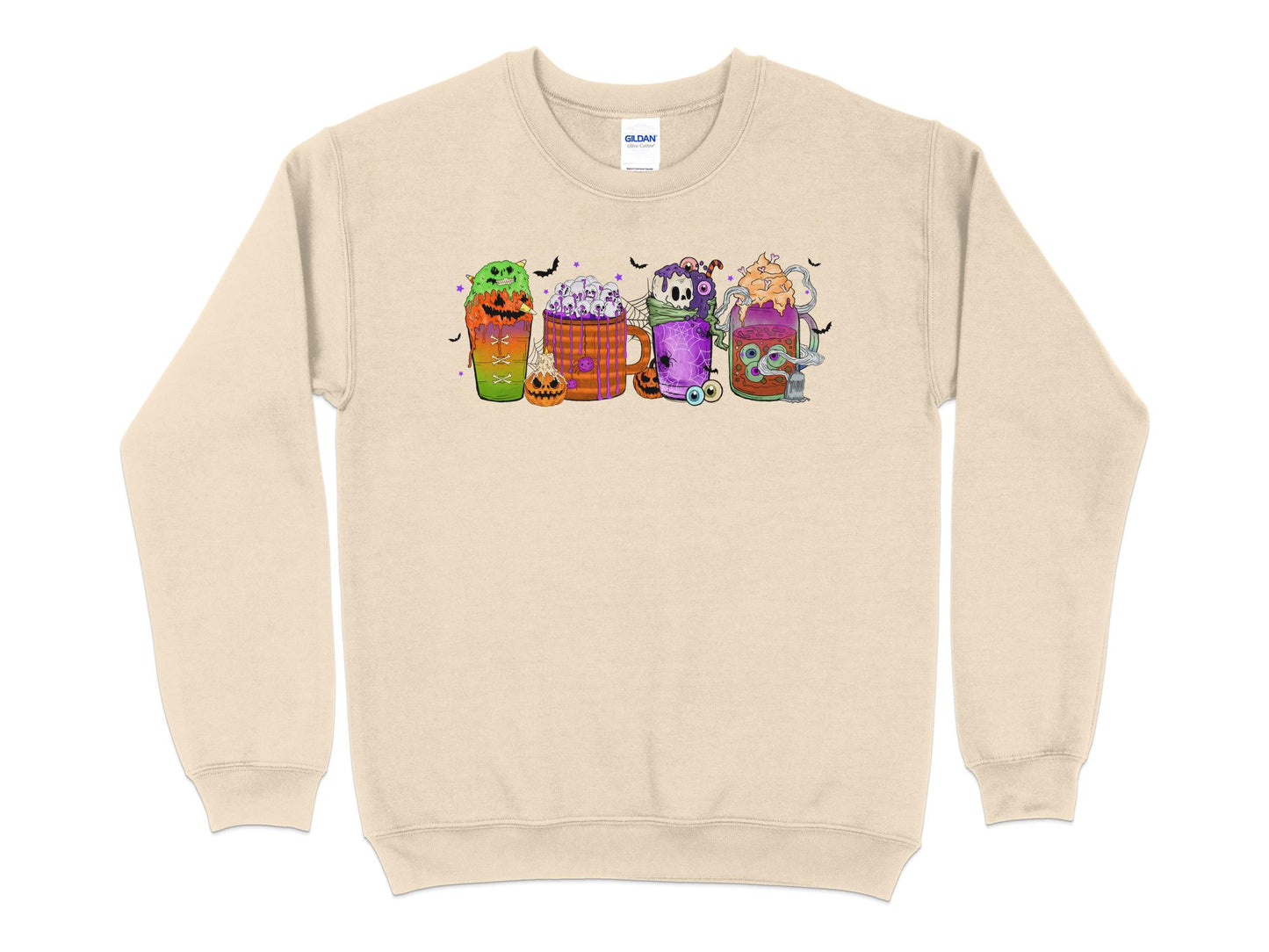 Halloween Coffee Spooky Sweatshirt, Halloween Crew Neck - Mardonyx Sweatshirt S / Sand
