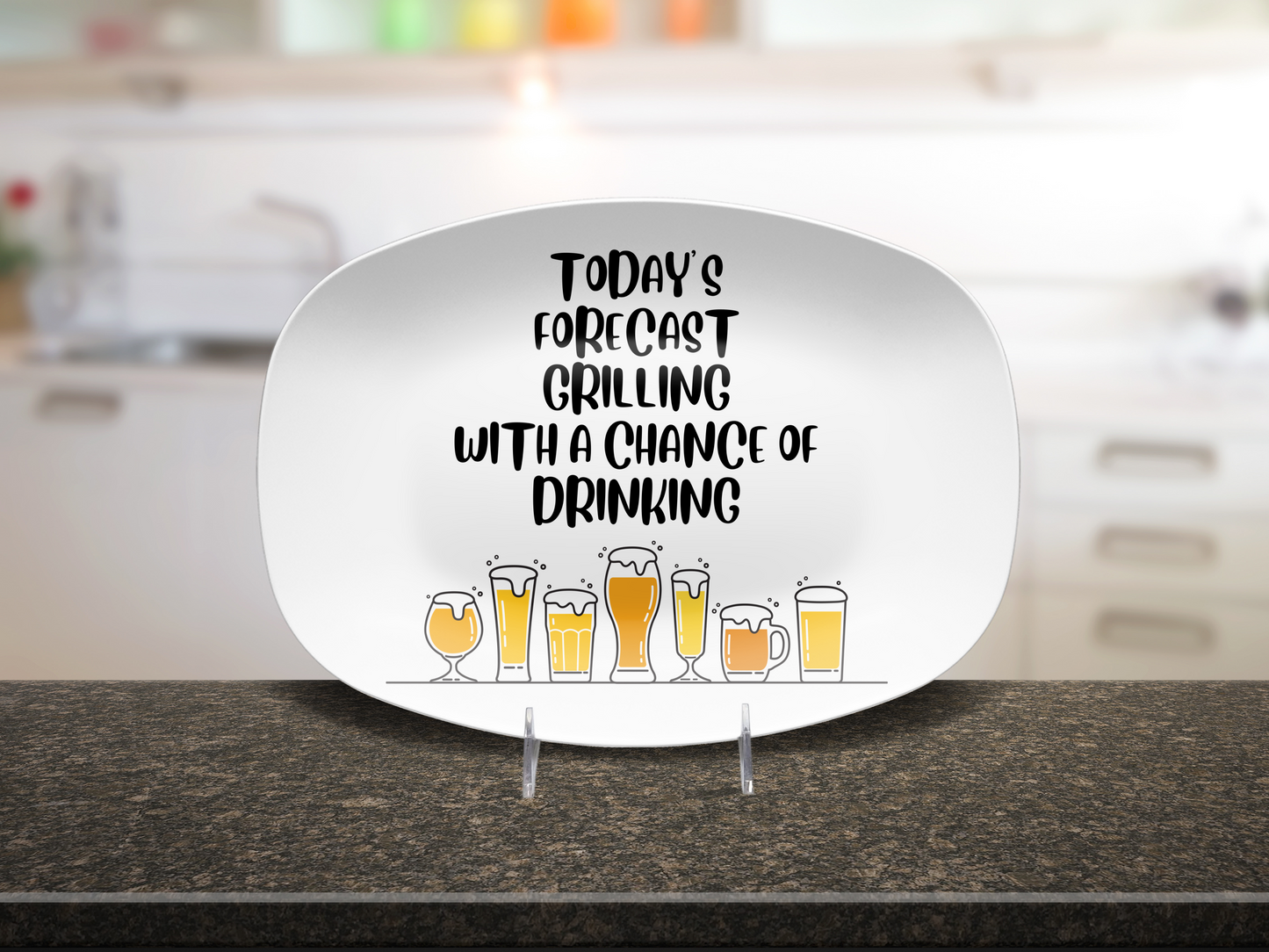 BBQ Platter – Grill Master Serving Tray for Dad, Husband, or Boyfriend – Oval Plate for BBQ, Appetizers, and Outdoor Cooking