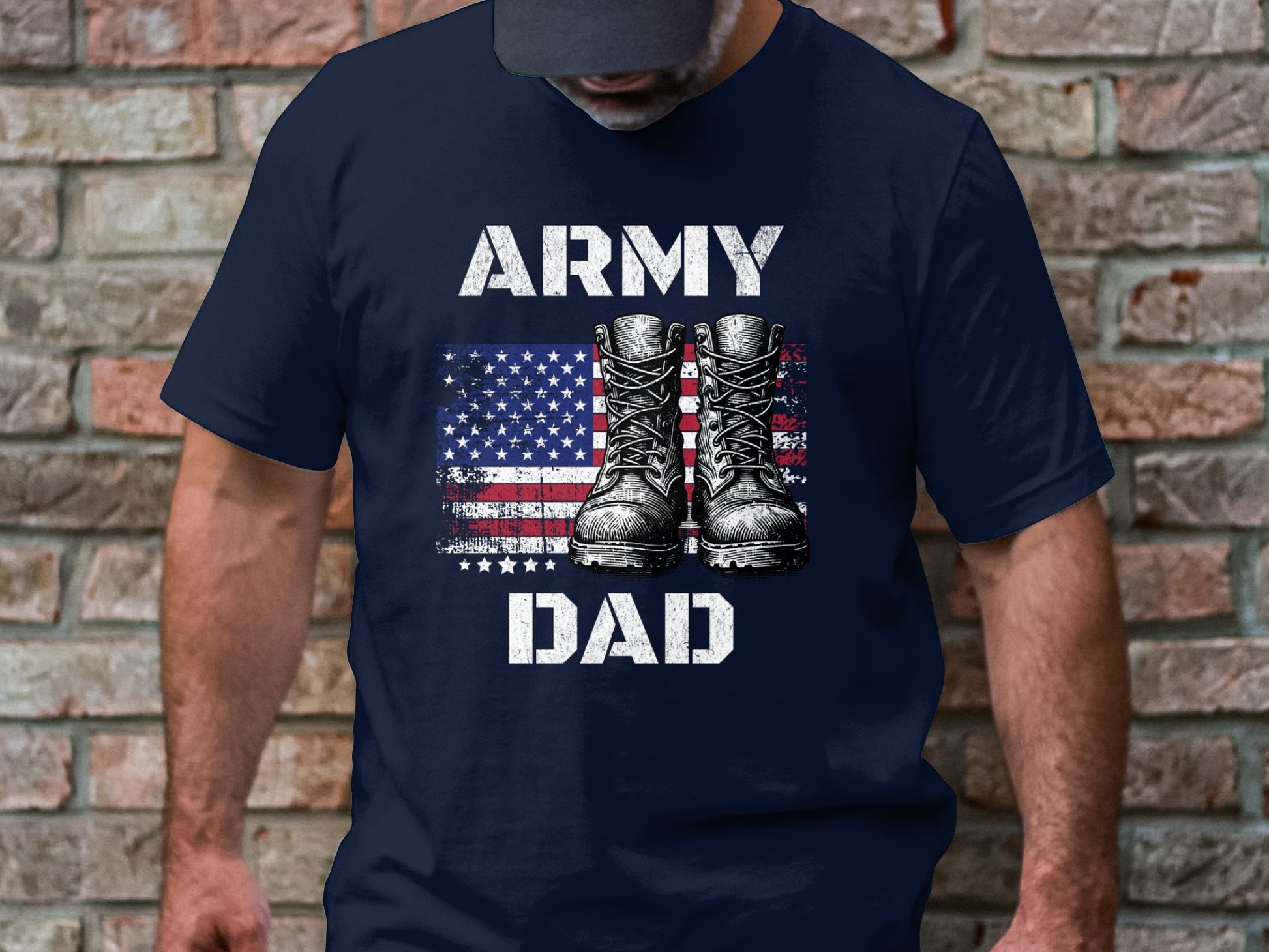 Army Dad Vintage American Flag and Boots T-Shirt, Patriotic Military Shirt - Mardonyx T-Shirt XS / Black