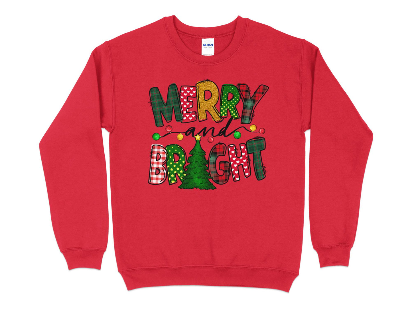 Merry and Bright Sweatshirt, Merry Christmas Shirt for Women, Christmas Crewneck - Mardonyx Sweatshirt Red / S