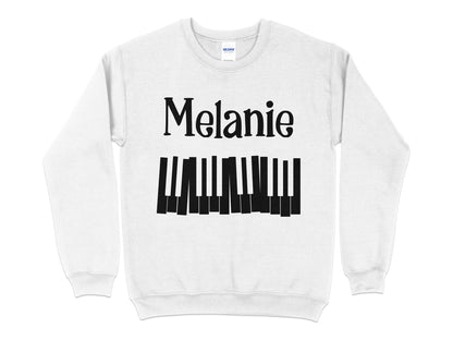 Custom Name Music Sweatshirt, Personalized Piano T-Shirt, Piano Lesson Music Gifts, Music Birthday, Gift Music Teacher - Mardonyx Sweatshirt Sweatshirt / S / White