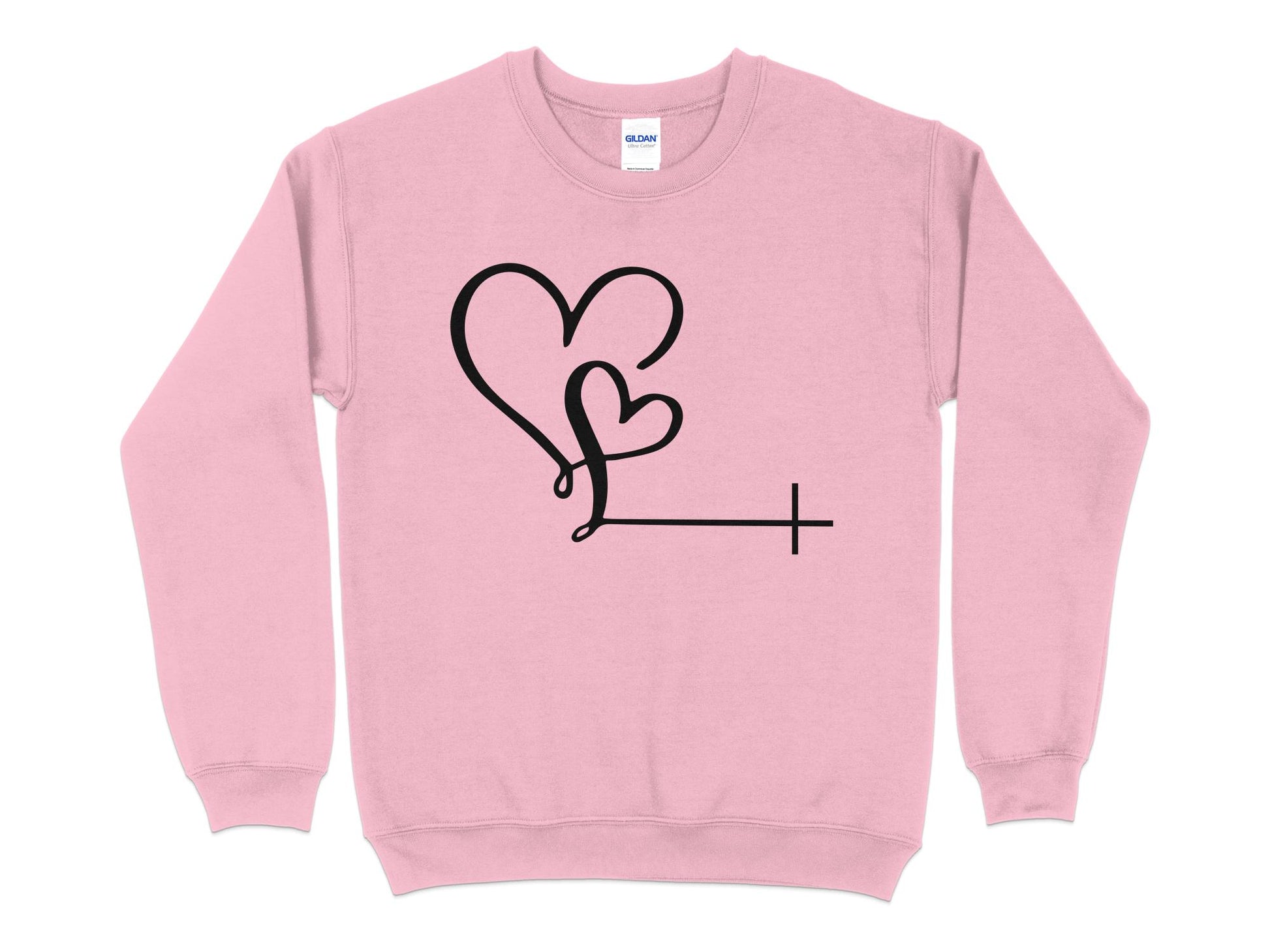 Unisex Love Heart Christian Sweatshirt, Casual Pullover,Gift for Him and Her, Cozy Apparel, Christian Faith Shirt - Mardonyx Sweatshirt S / Light Pink