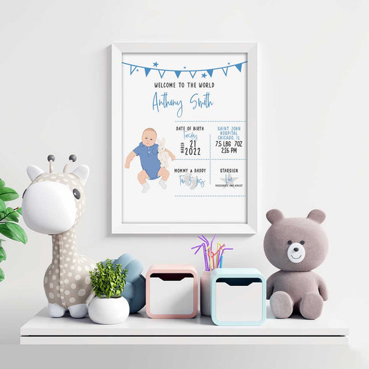 Custom Baby Birth Details Wall Art Poster