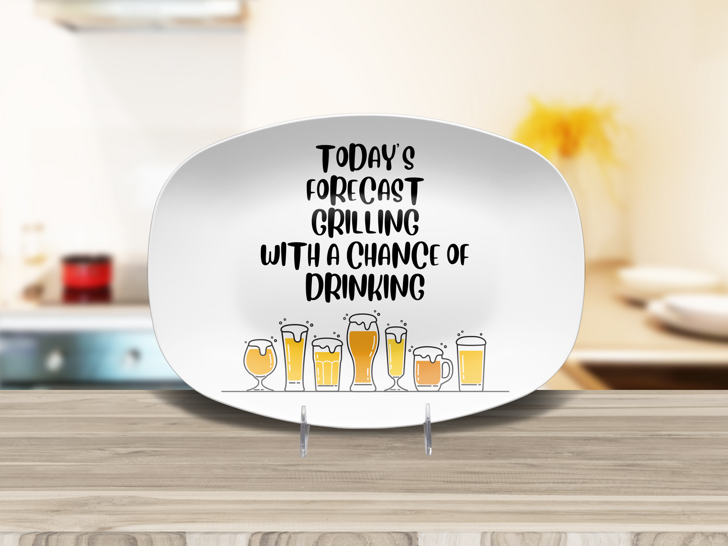 BBQ Platter – Grill Master Serving Tray for Dad, Husband, or Boyfriend – Oval Plate for BBQ, Appetizers, and Outdoor Cooking