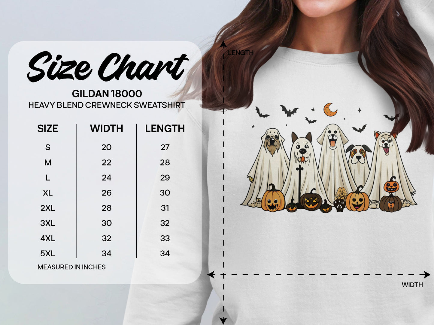 Halloween Dog Ghosts Printed Crewneck Sweatshirt product type