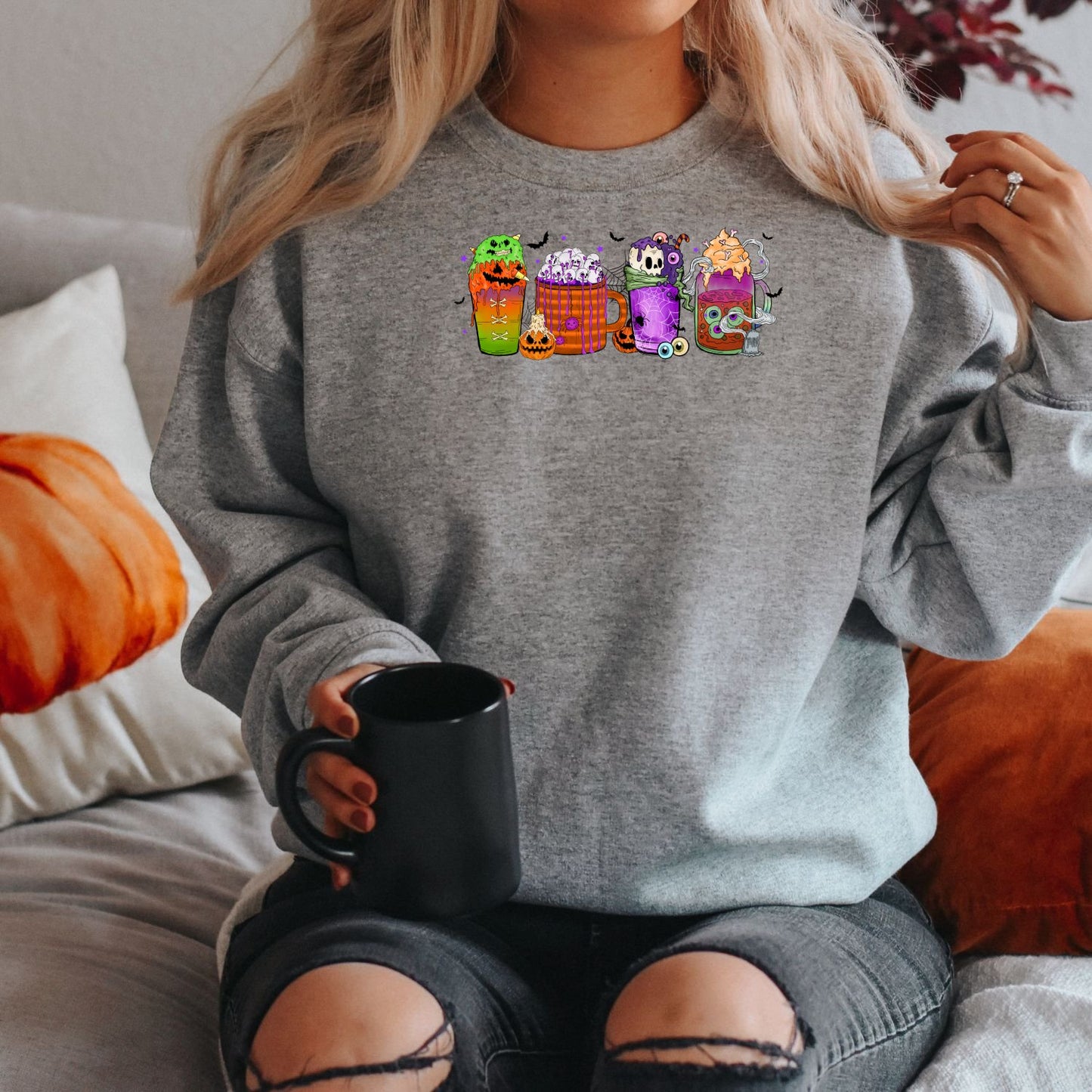 Halloween Coffee Spooky Sweatshirt, Halloween Crew Neck - Mardonyx Sweatshirt
