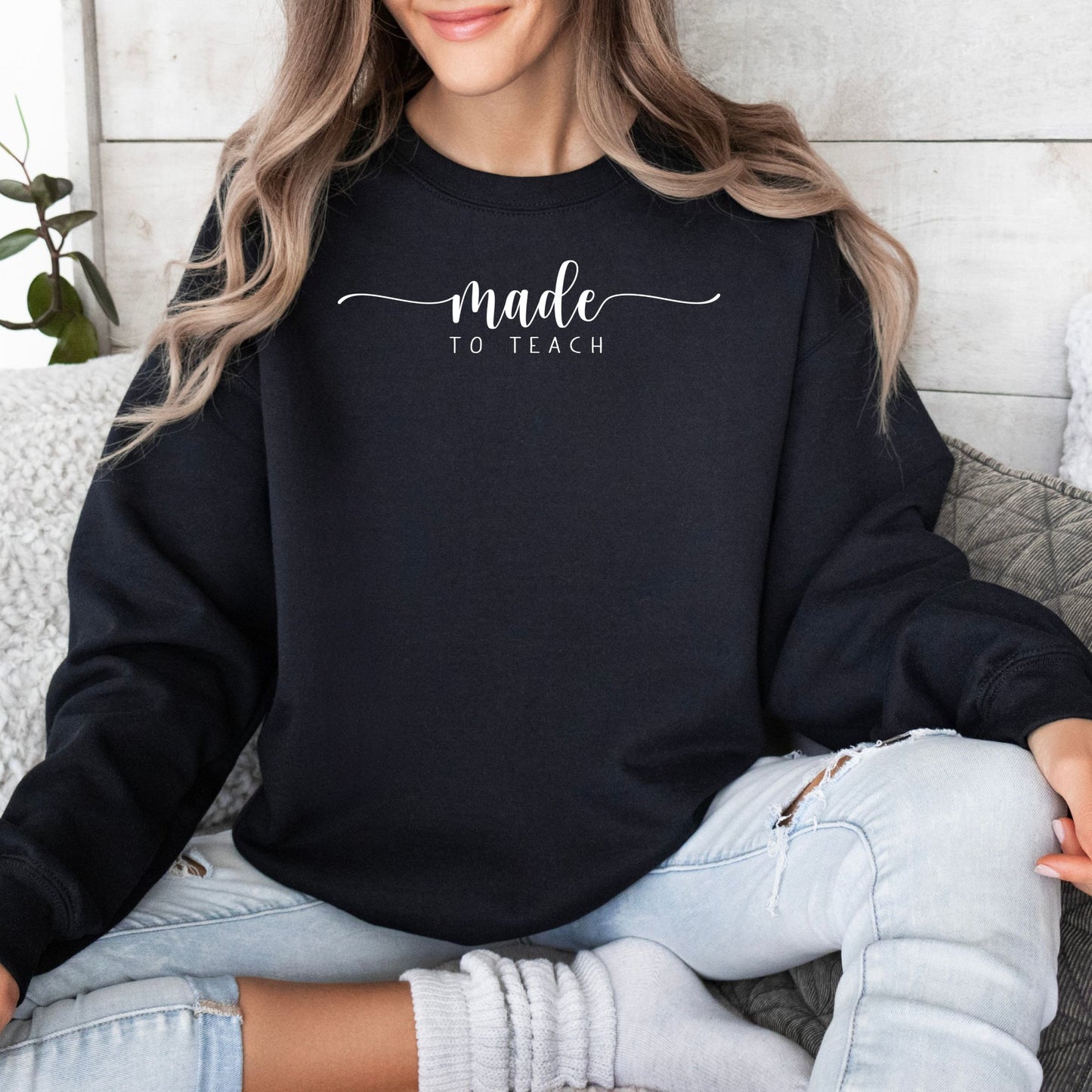 Made to Teach Elegant Script Sweatshirt, Teacher Appreciation Gift, Casual Educator Top, Unisex Crew Neck - Mardonyx Sweatshirt