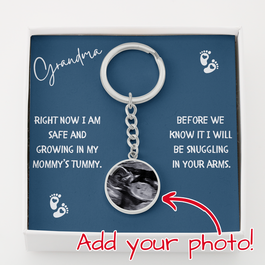 Ultrasound Sonogram Photo Keychain for Grandmother, Grandma - Mardonyx Jewelry