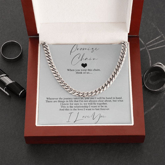 Promise Cuban Chain Necklace,Romantic Gift for Boyfriend,Appreciation Gift for Boyfriend, Cute Small Gift for Boyfriend -WM