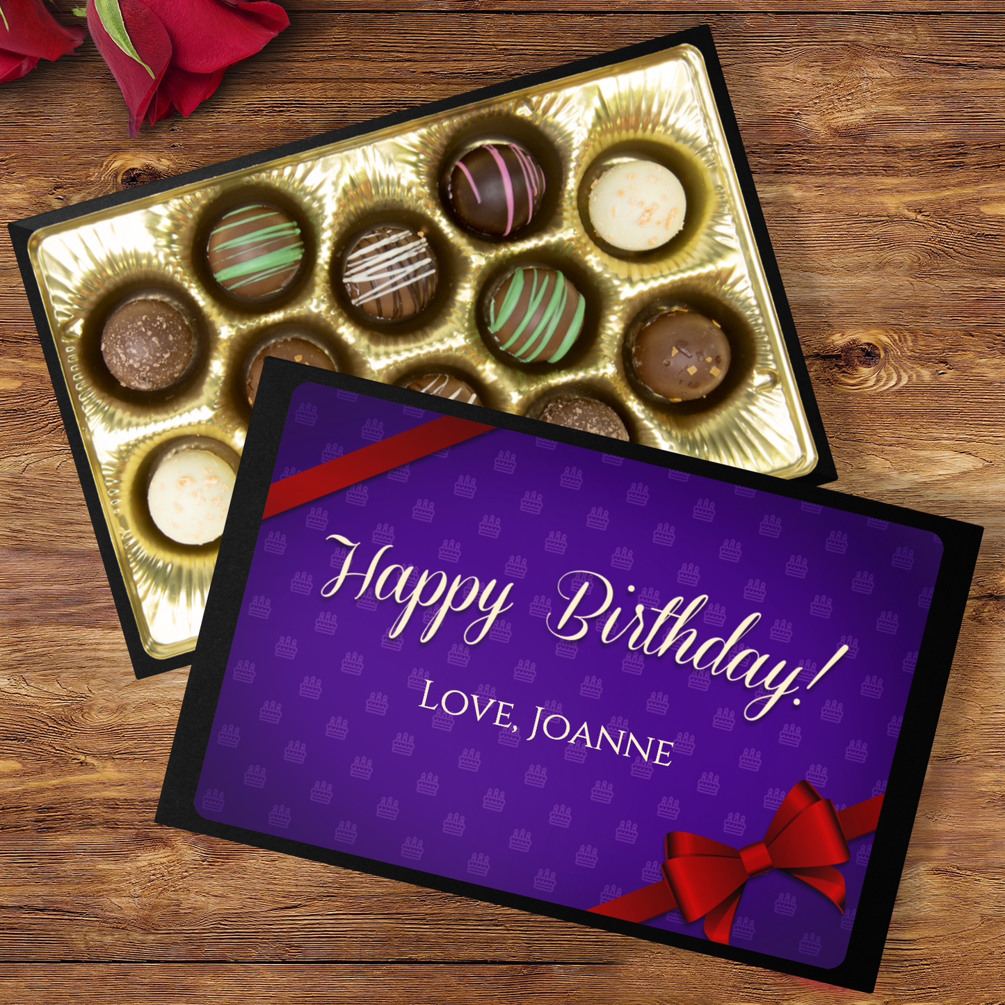 Happy Birthday Chocolate Gift, Chocolate Truffles Personalized With Your Name
