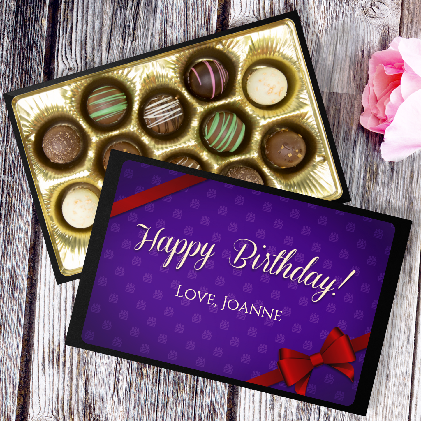 Happy Birthday Chocolate Gift, Chocolate Truffles Personalized With Your Name