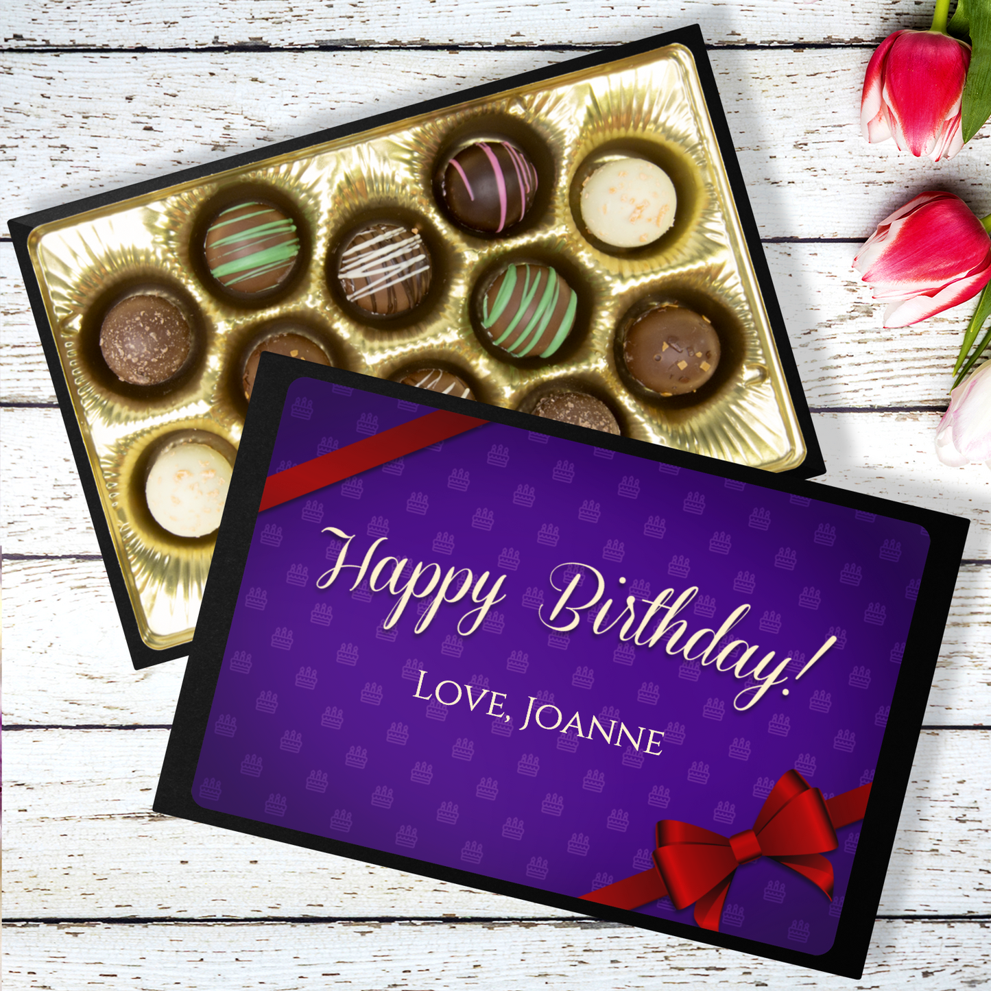 Happy Birthday Chocolate Gift, Chocolate Truffles Personalized With Your Name